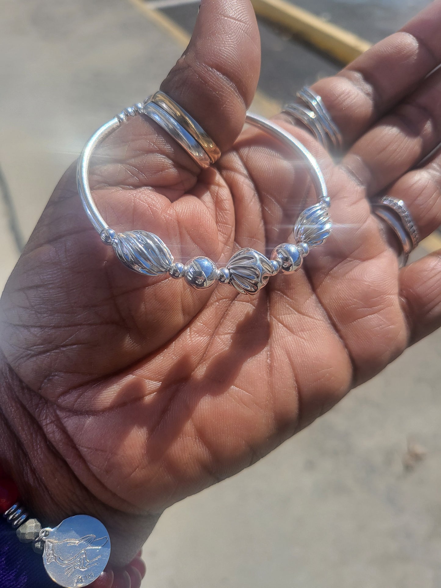 Sterling Silver Sider bony bangle