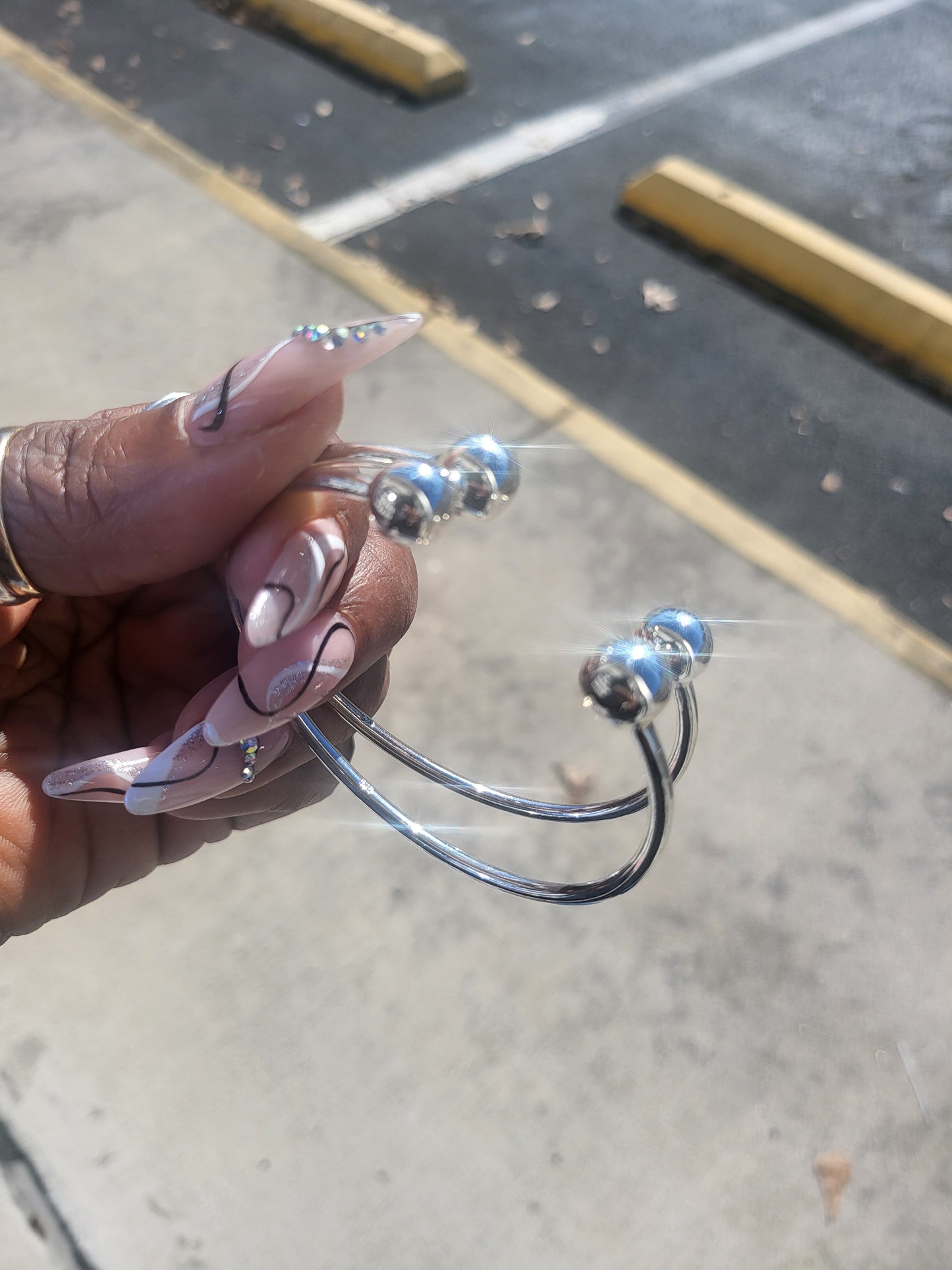 Sterling Silver solid Ball bangle set