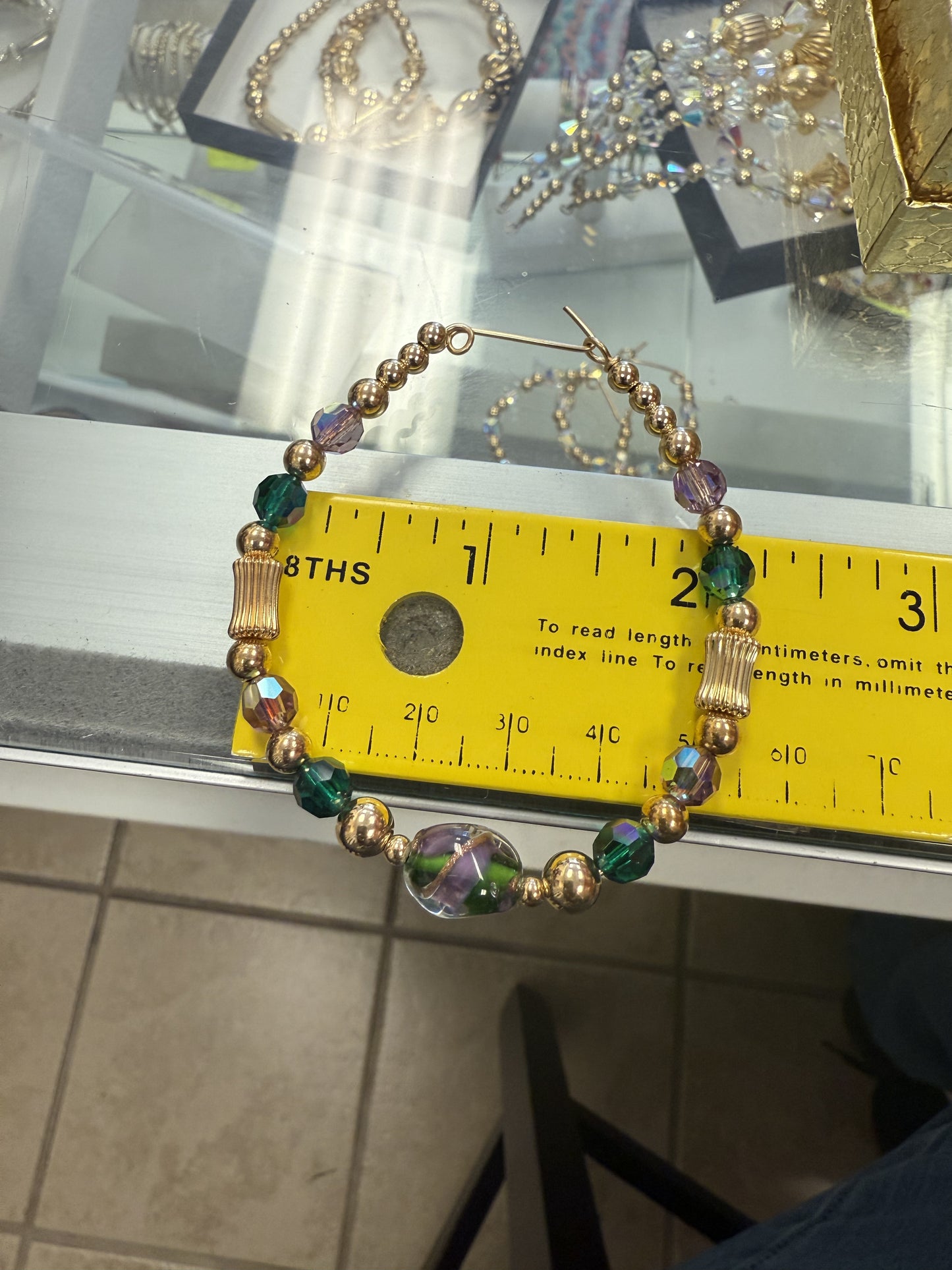 Green and purple grape earrings