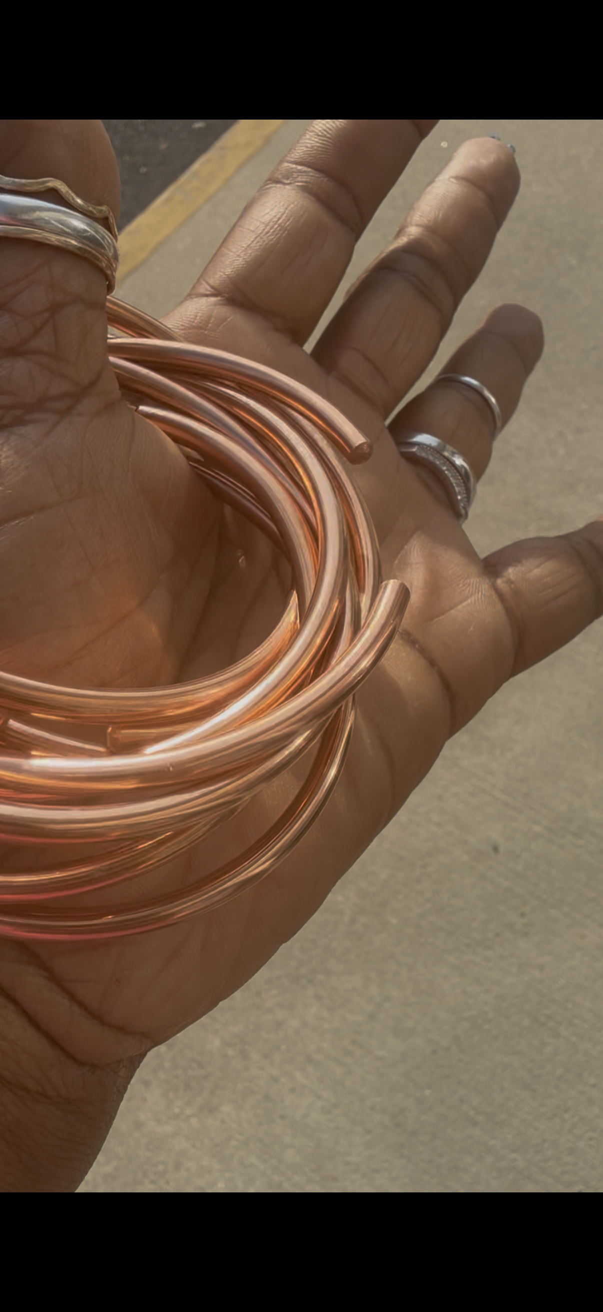 Raw Copper Bangles 1piece Adjustable.