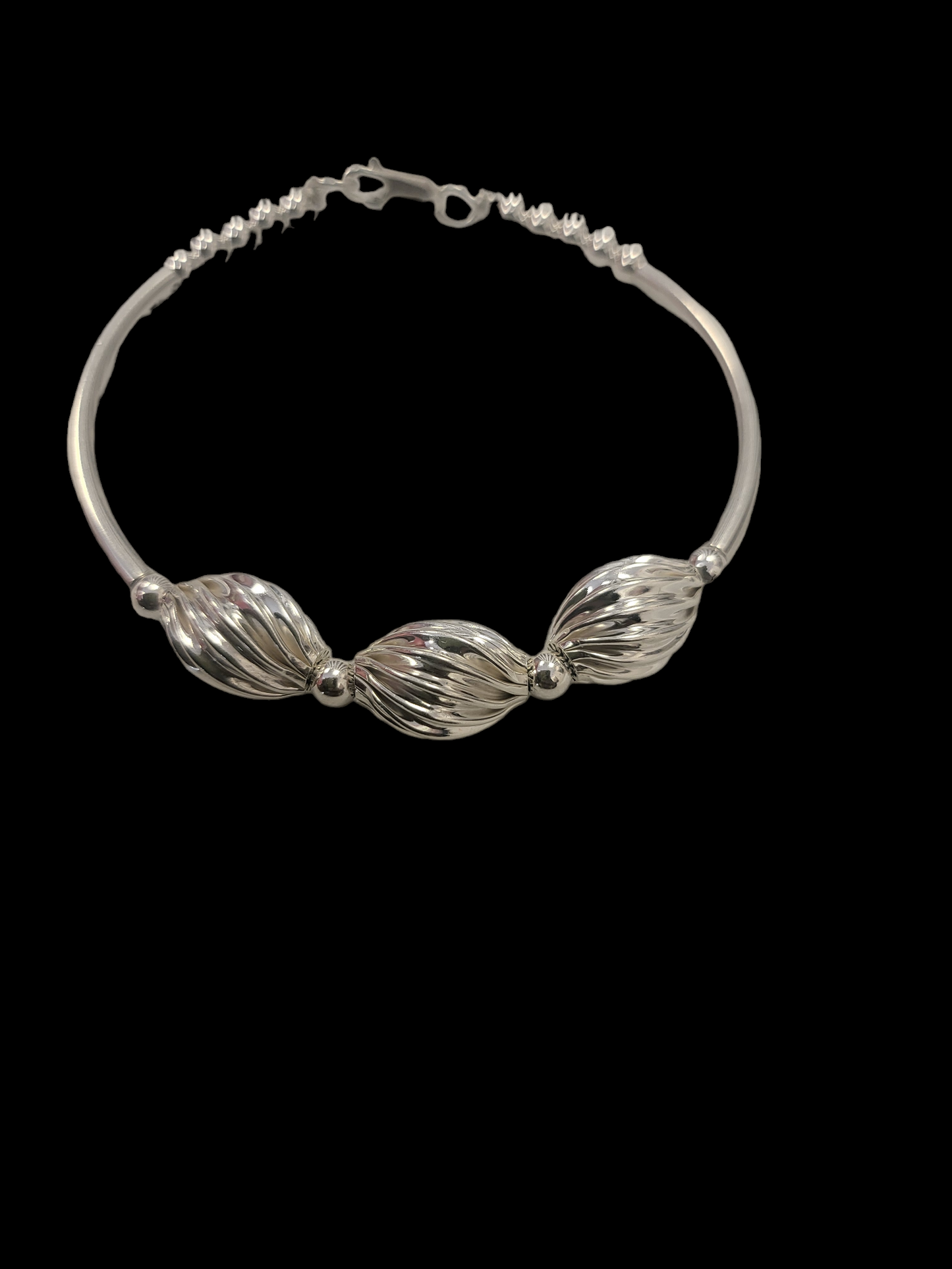 Sterling Silver Roller Bony Bangle