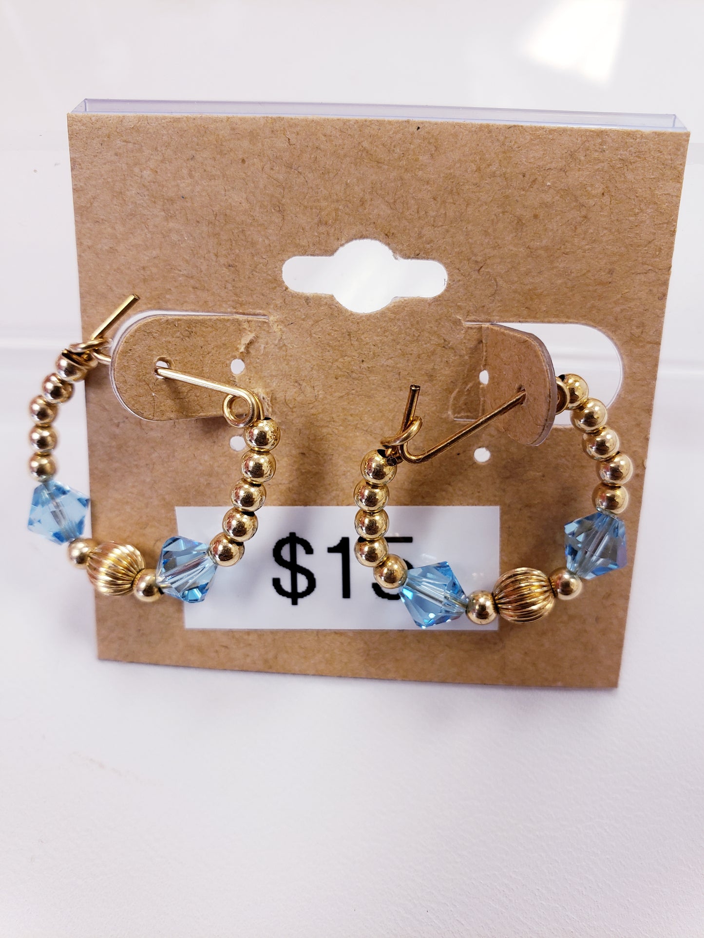 Earrings with Corrugated ball,crystals and 3mm balls