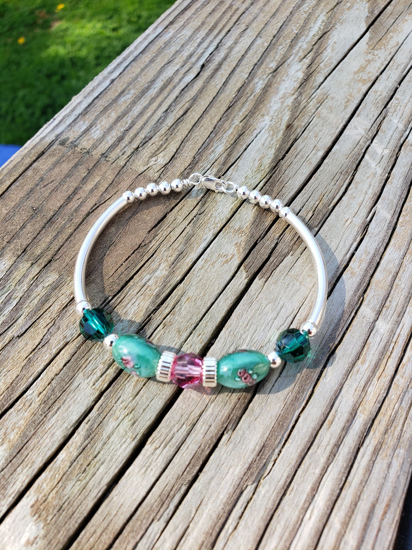 Mint and pink Ice Bony Bangle