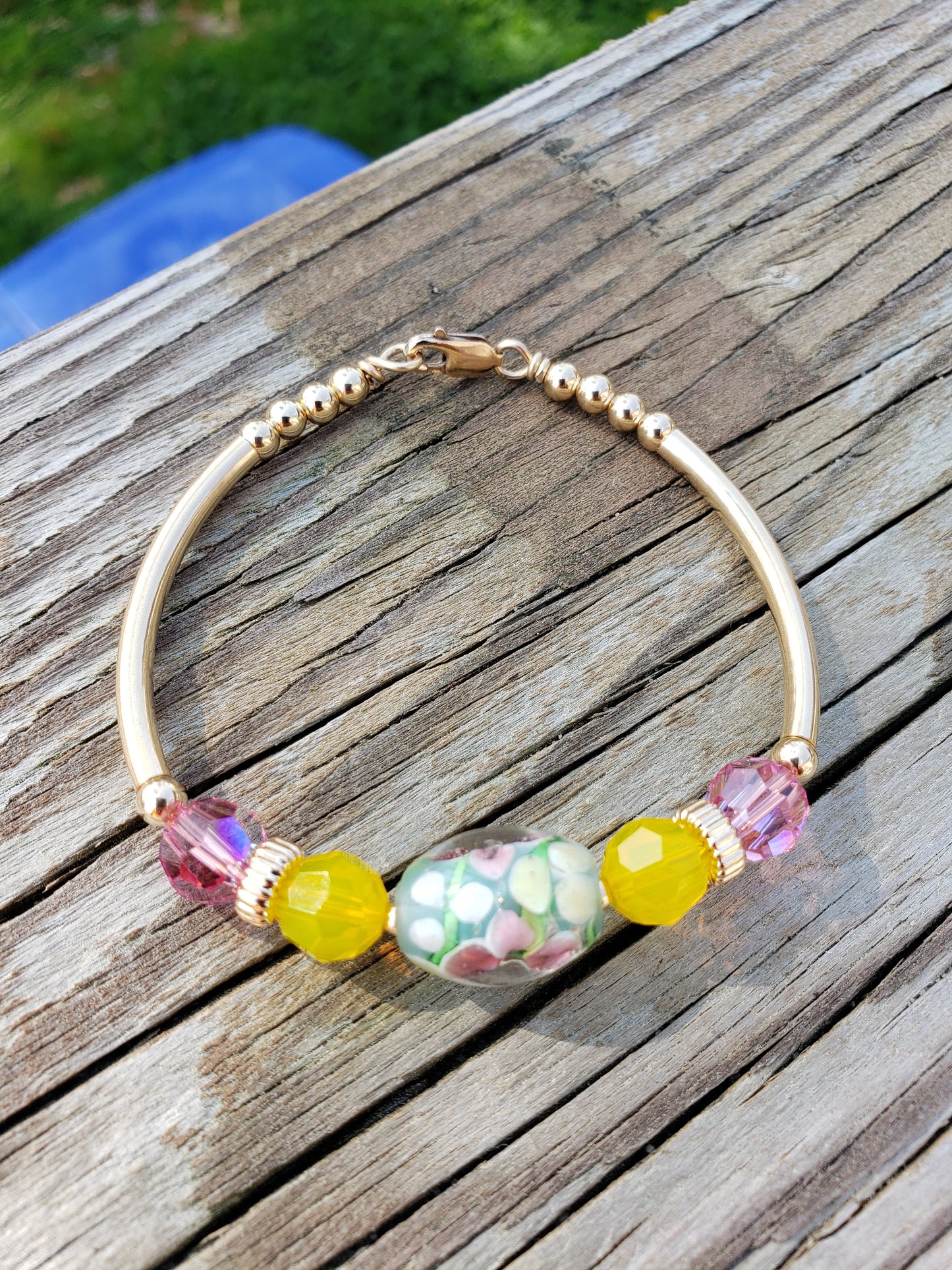 Lemon and Pink Ice Bony Bangle