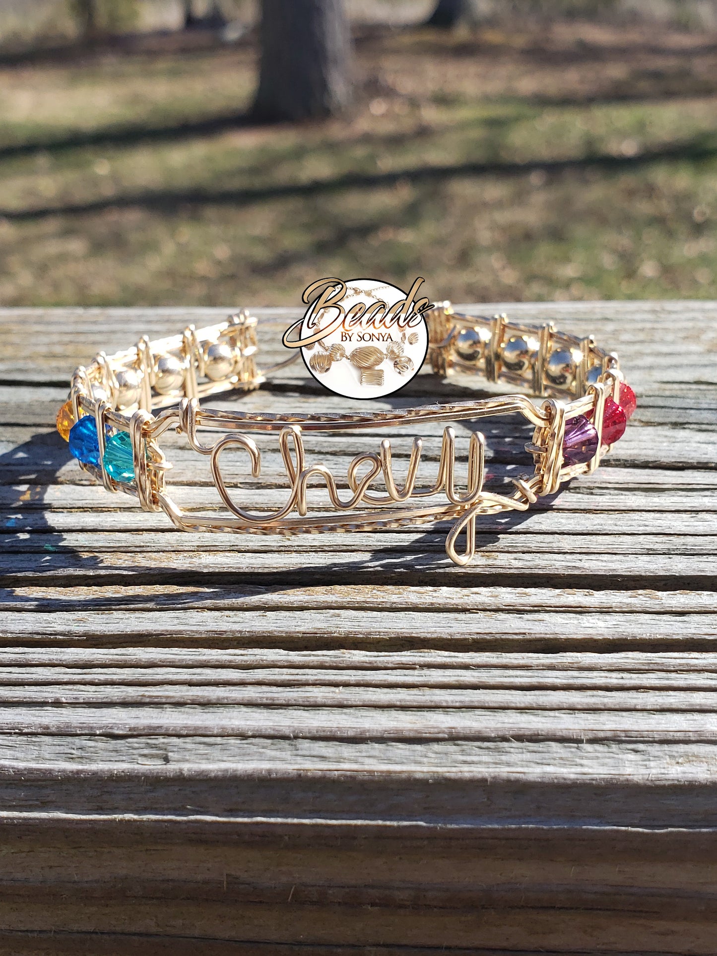 Wire Name Birthstone Bangle