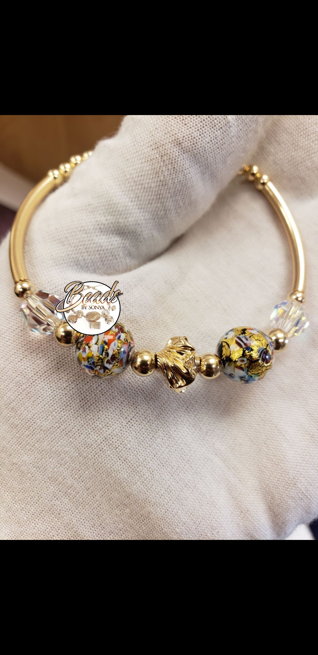 Marble/Clear Crystal Bony Bangle – Custom Beads Bangles