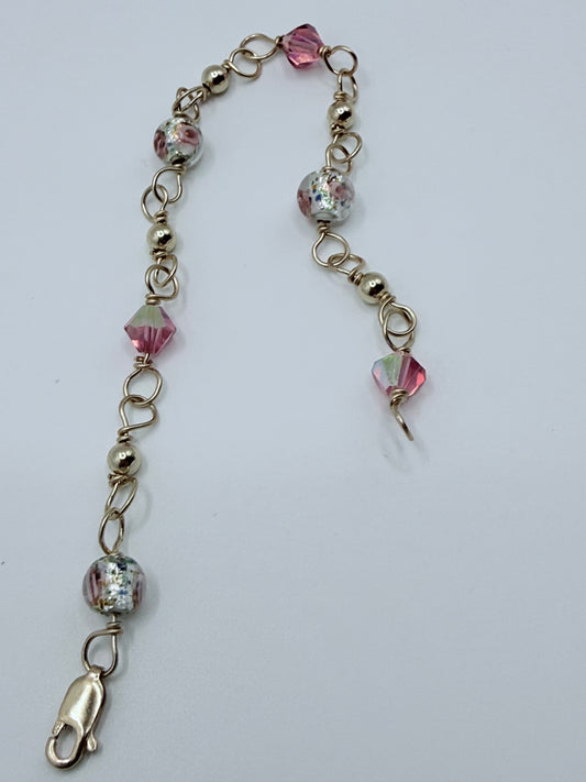 Bohemian Link Soft Pink/Floral bracelet