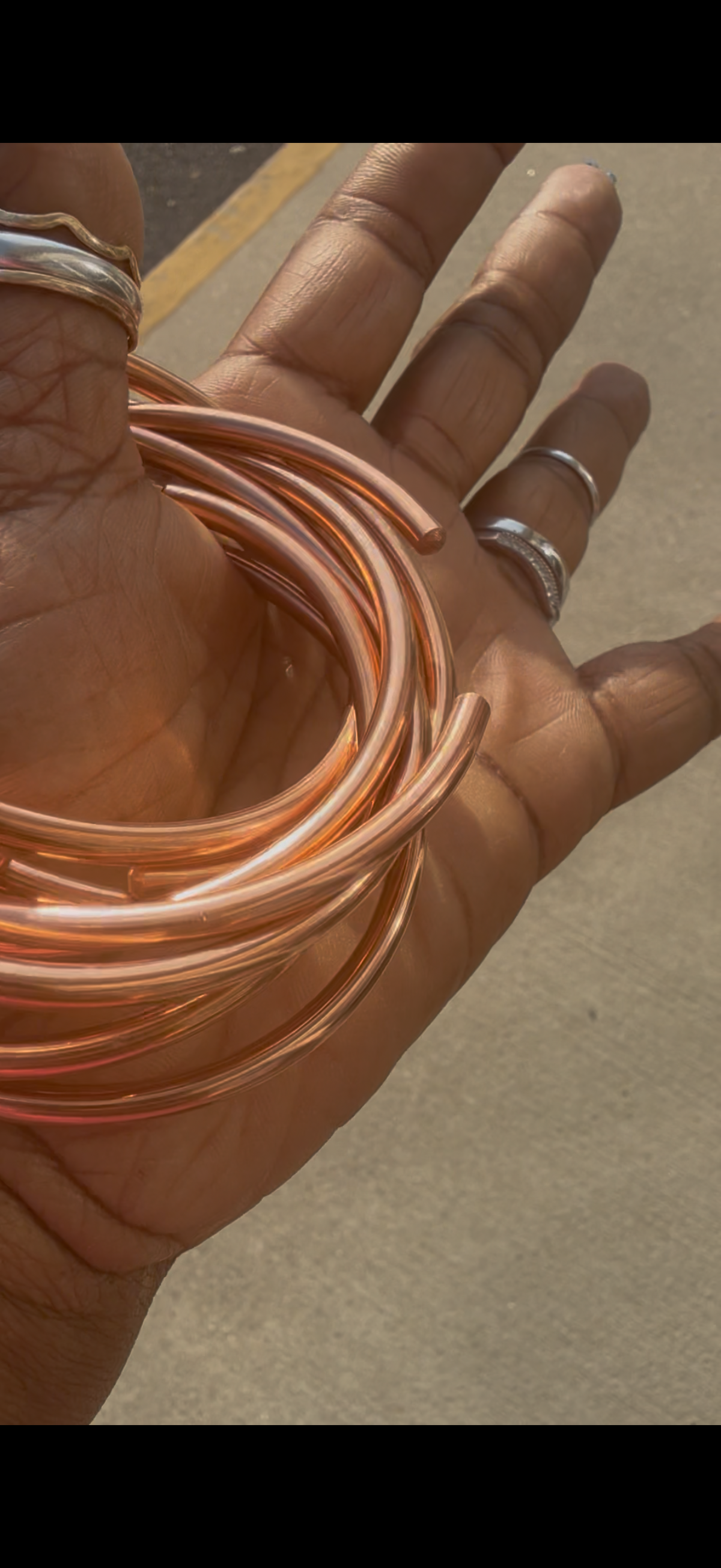 Raw Copper Bangles 1piece Adjustable.