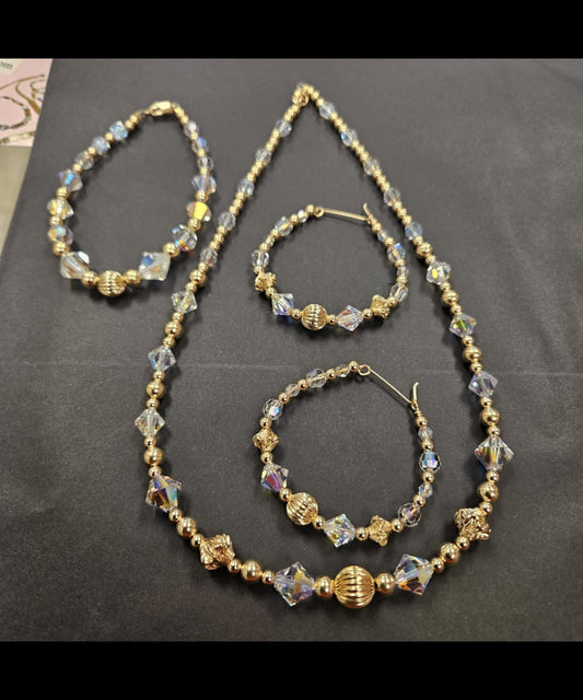 Crystal Necklace, bracelet and earring set