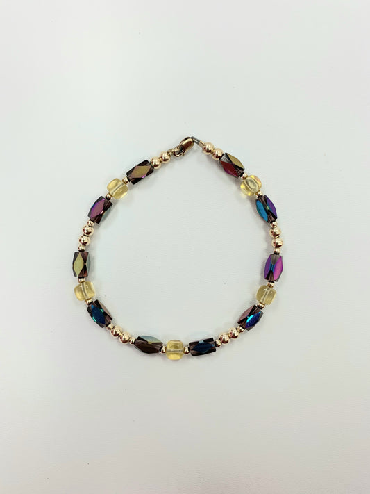 Purple Rain and Golden Stone Bracelet