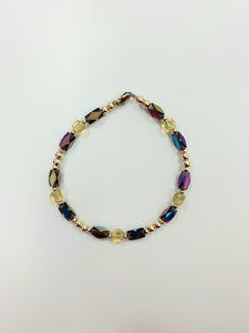 Purple Rain and Golden Stone Bracelet