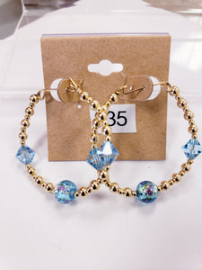 Aqua Blue Earrings with focal bead