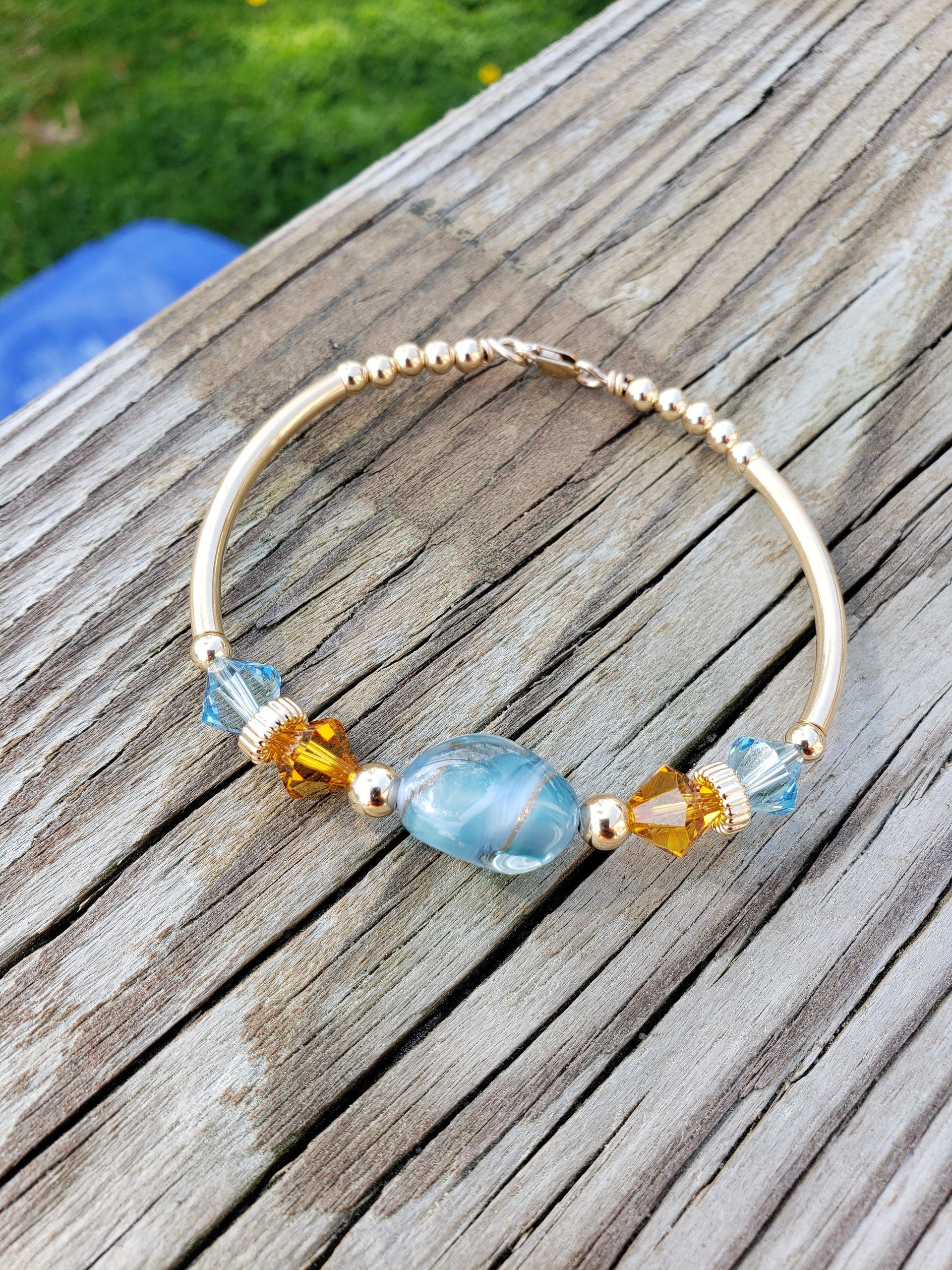 Golden Sky Blue Bony Bangle
