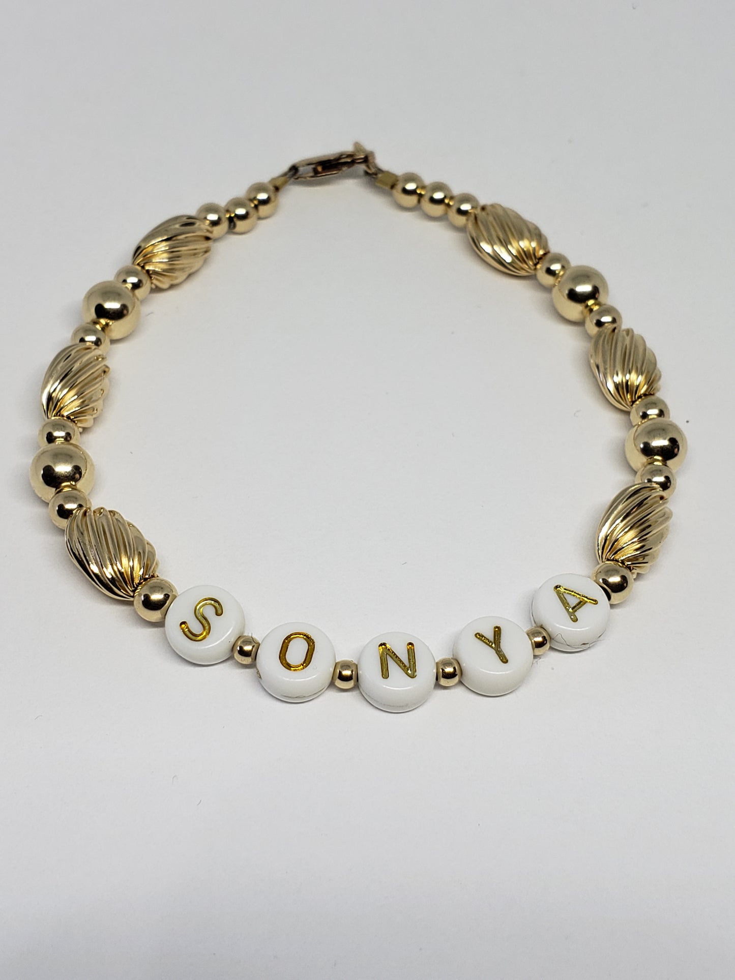 White/Gold Name Bracelet