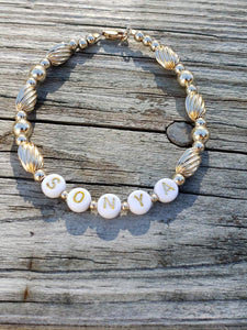 White/Gold Name Bracelet