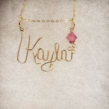 Load image into Gallery viewer, Smooth Goldfilled Wire Name with a crystal